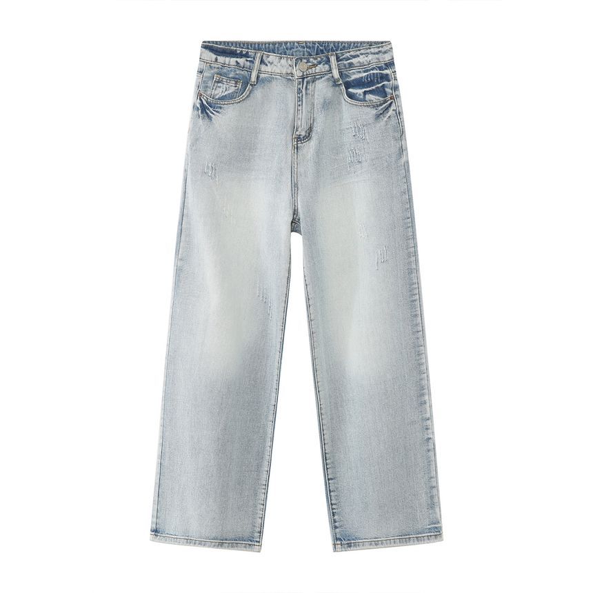 FAERIS - High Waist Washed Wide Leg Jeans