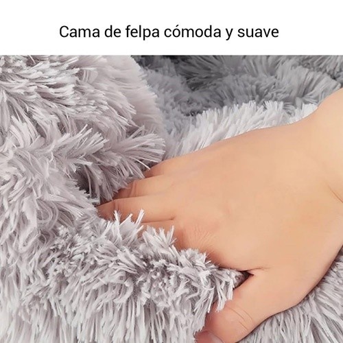 Cama de pelúcia cinza para animais de estimação