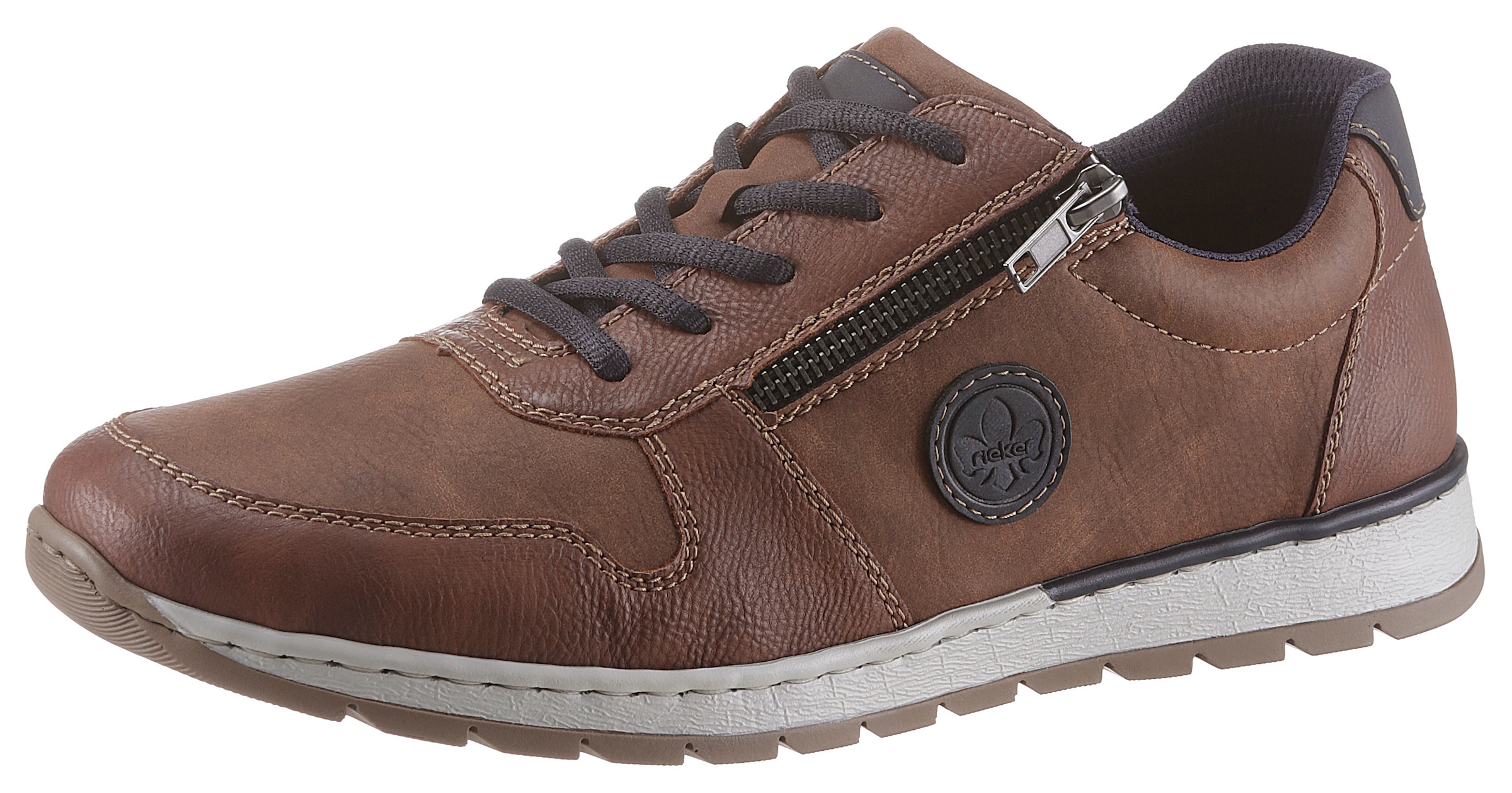 Rieker Schnürschuh  mit seitlichem Reissverschluss, Freizeitschuh, Halbschuh, Schnürschuh