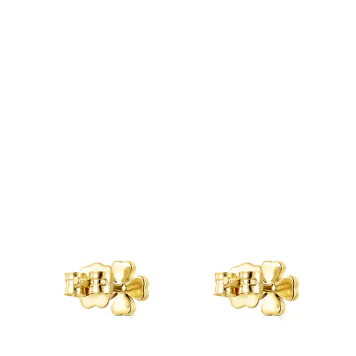 Brincos TOUS Good Vibes em ouro e diamante com formato de trevo.
