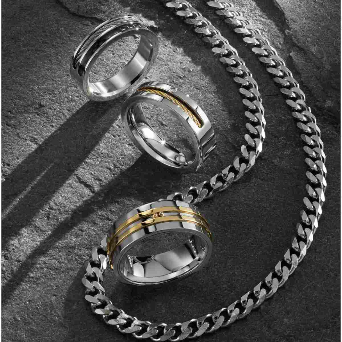 Bague acier fibre de carbone noire