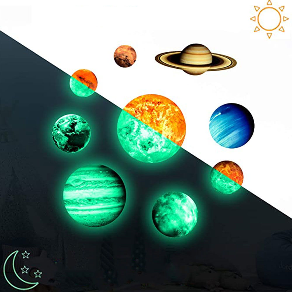 (49-tlg. Set) Leuchtsterne Fluoreszierende Planeten Wandsticker Sternschnuppen Himmel fürs Kinderzimmer