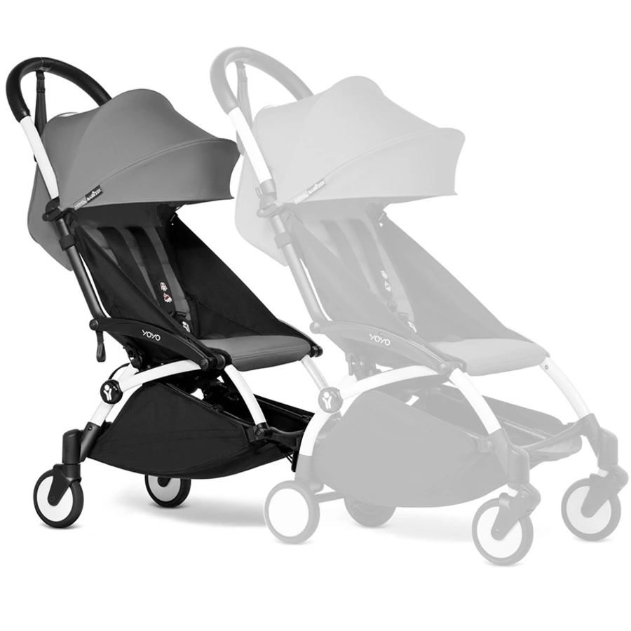BABYZEN Kinderwagen YOYO 6+ connect White mit Textilset Grey