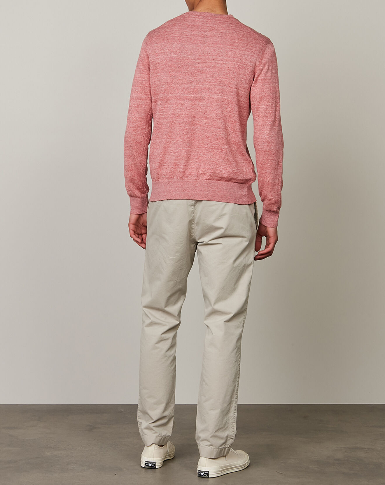 Hartford Pull en Lin & Coton Crew rouge rose