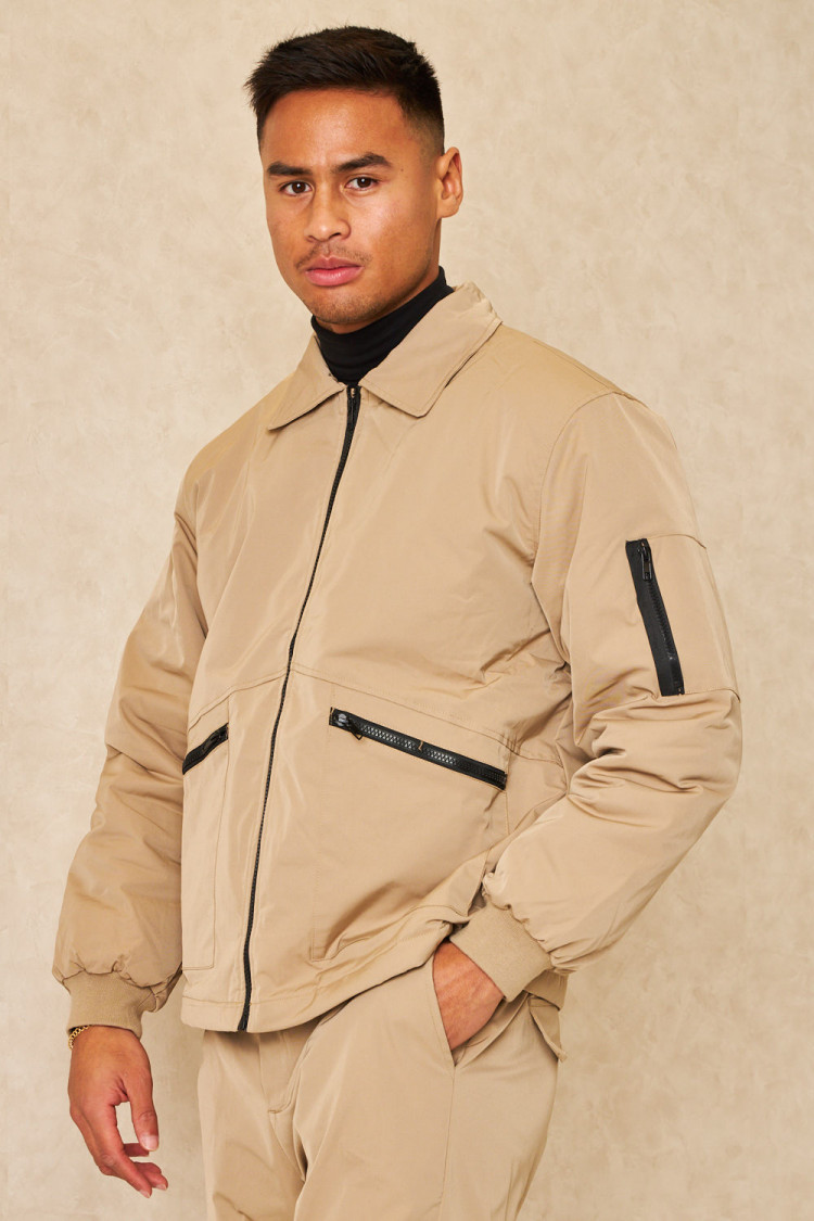 Ensemble 2 pièces blouson + pantalon de jogging beige foncé