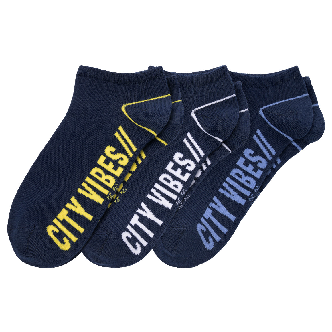 3 Paar Jungen Sneaker-Socken mit Schriftzug dunkelblau