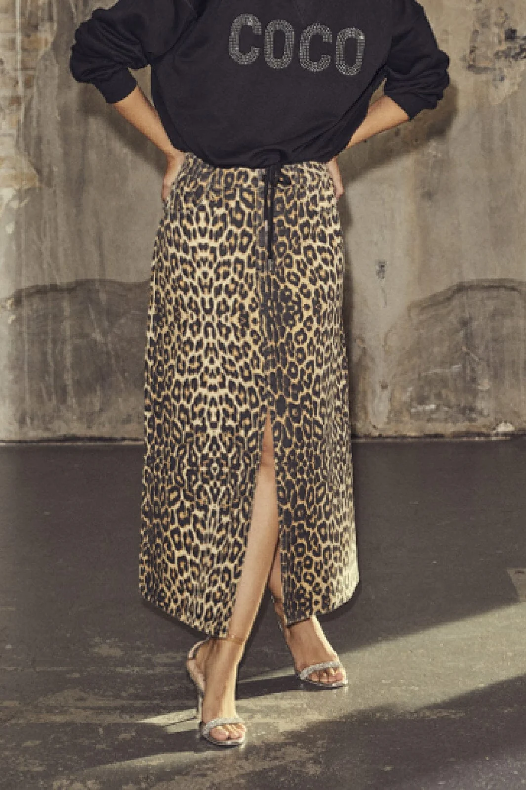 Co´Couture Leocc Denim Slit Skirt 34110 16 khaki