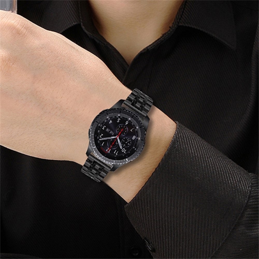 Samsung Galaxy Watch 46mm / Gear S3 Classic / S3 Frontier Klassisches Edelstahl Armband mit Butterfly Verschluss - Schwarz