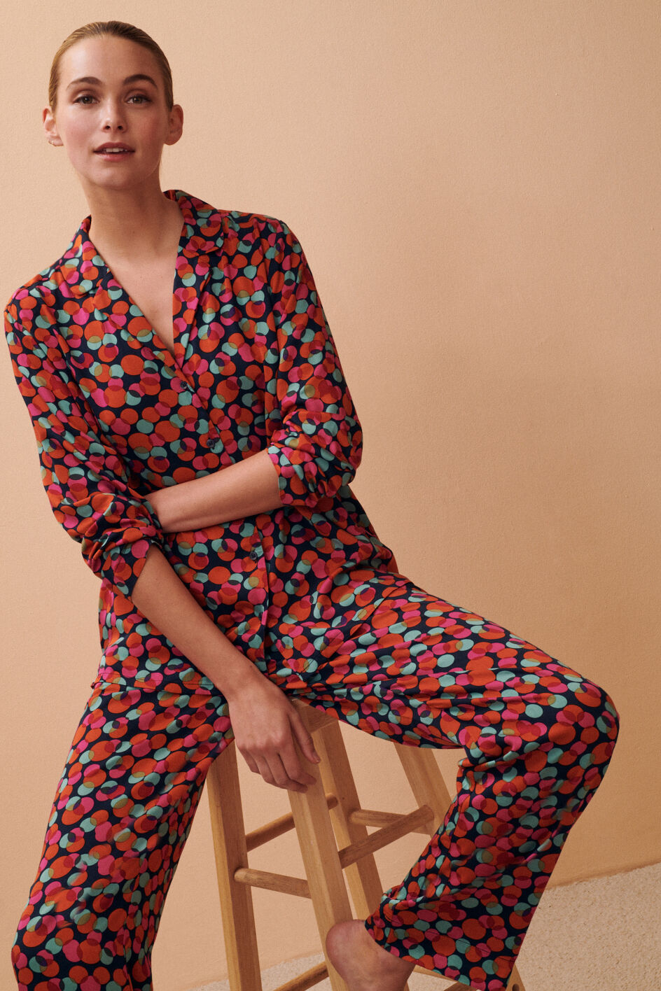 Pantalon - xmas dots rose dahlia