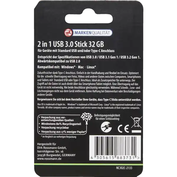 2in1 USB-Stick 3.0, 32 GB