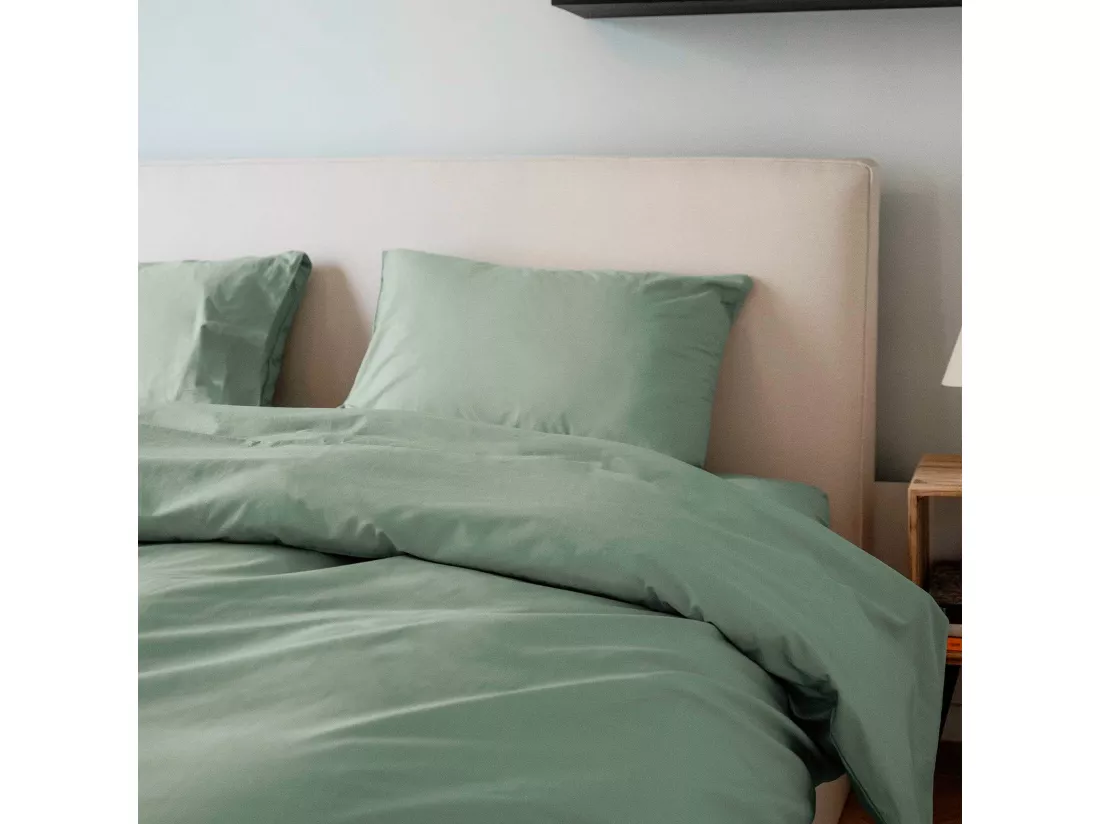 Parure - Draps Housse 140x200cm, Housse de couette 220x240cm, Taie d'Oreillers 50x70cm - Vert