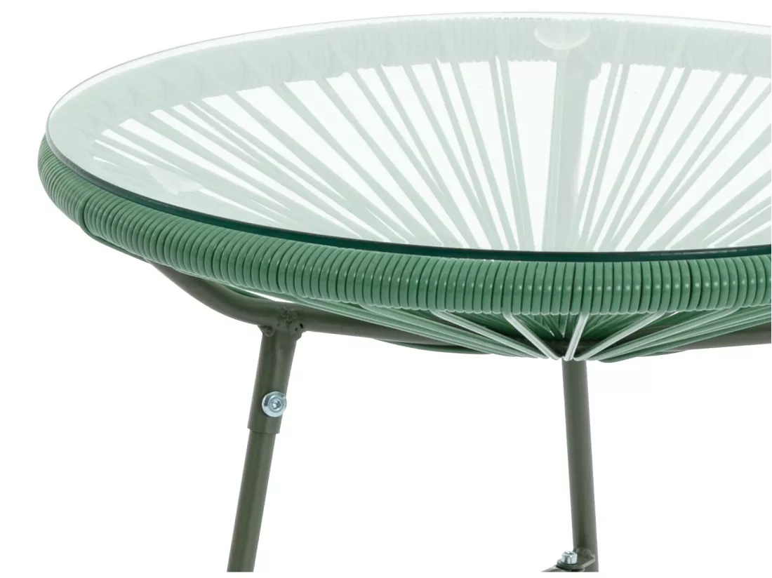 Salon de jardin en fils de résine tressés : 2 fauteuils, un banc et une table - Kaki - ALIOS III de MYLIA
