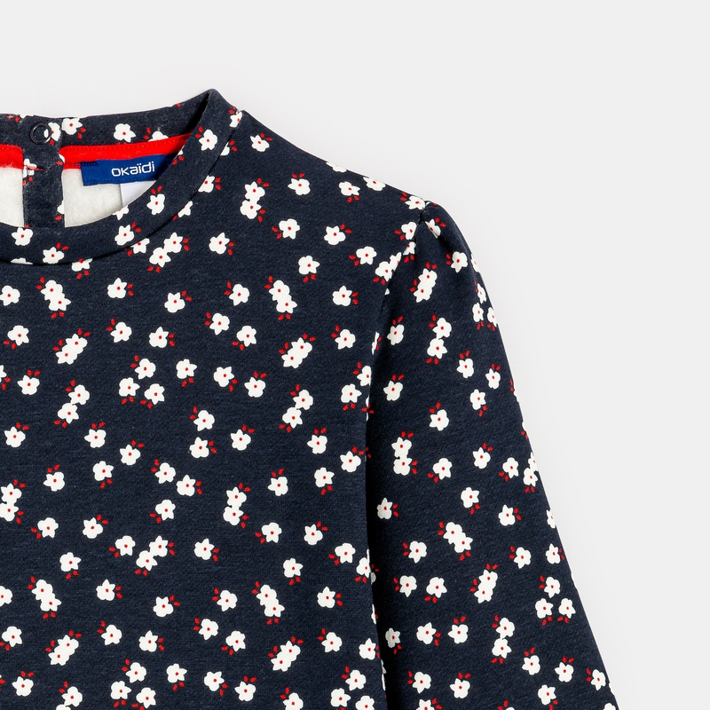 Robe imprimée en molleton bleue fille