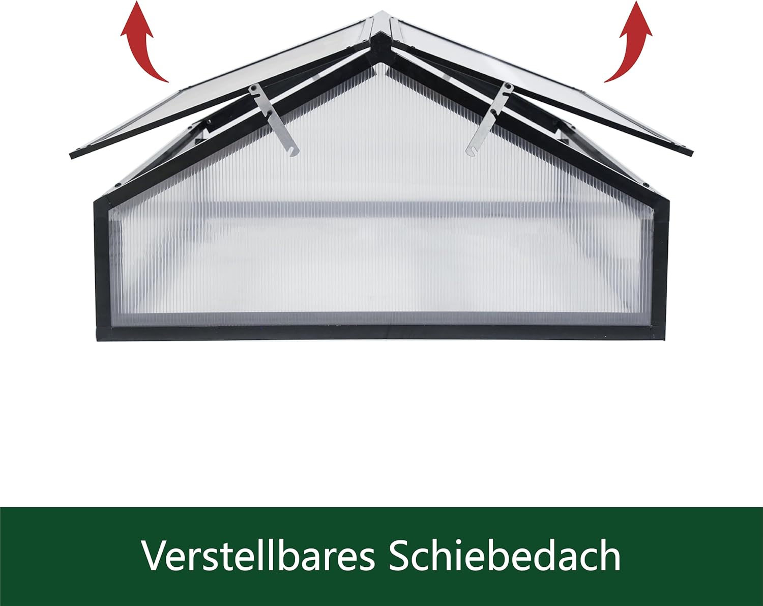 Alu Mini-Gewächshaus Frühbeet lichtdurchlässig Tomatenhaus Pflanzenhaus Treibhaus Pflanzbeet 117x97X53cm (Schwarz)