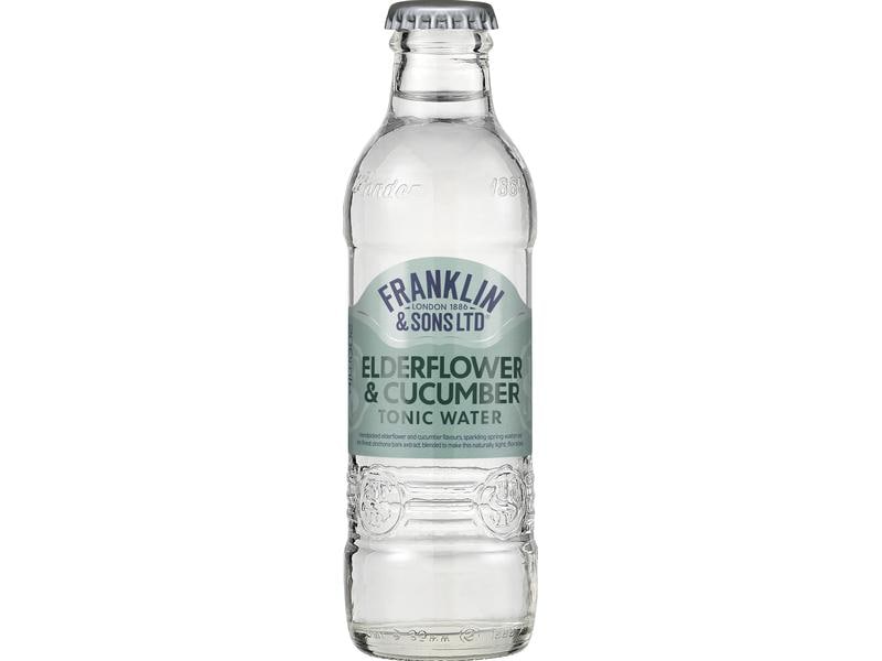 Franklin & Sons Elderflower Tonic Water Cucumber 200 ml Chininhaltiges Erfrischungsgetränk mit Gurken- und Holunderblütengeschmack