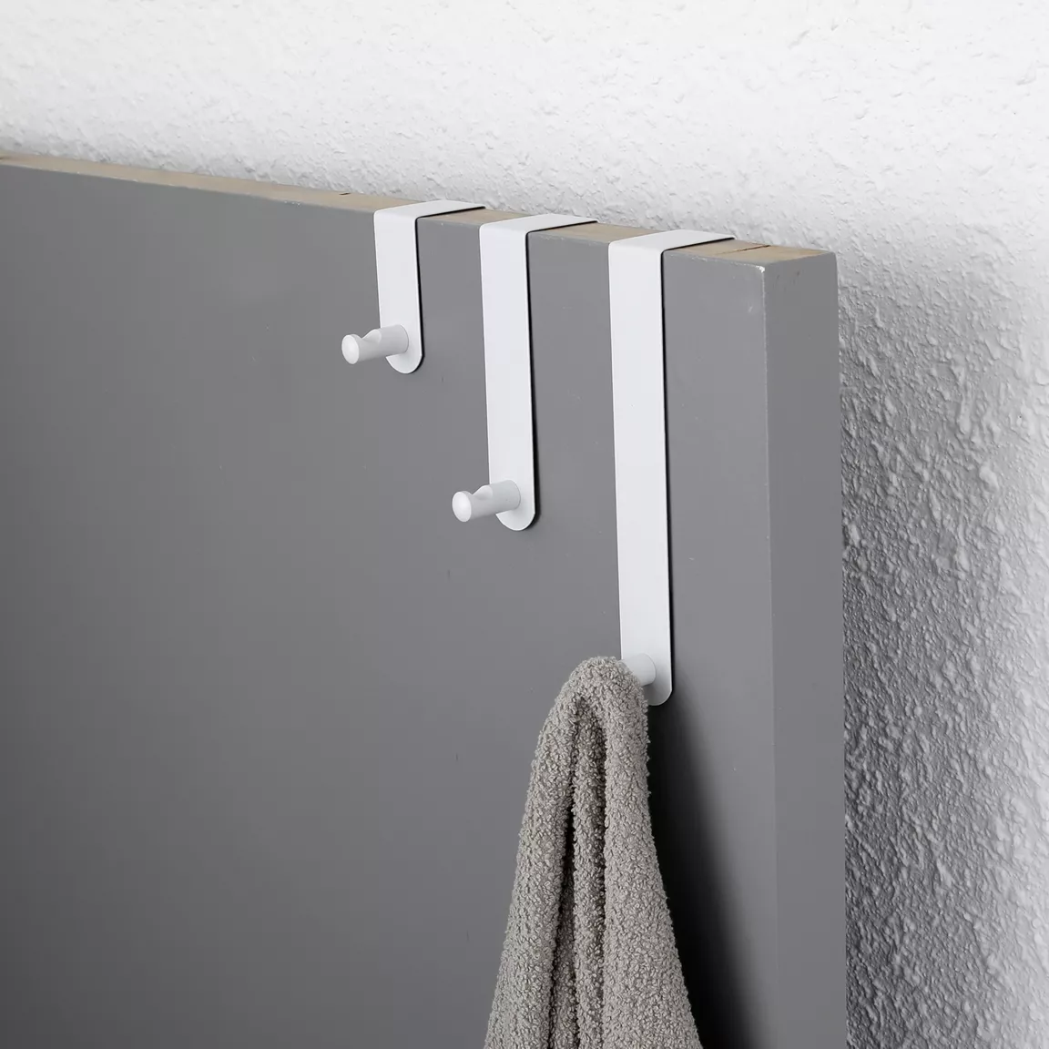 Lot de 3 patères de porte acier inoxydable (H7-13-19 cm) Blanc
