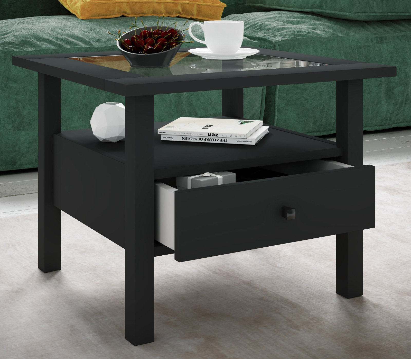 Couchtisch LINGIS M - schwarz - Glasplatte