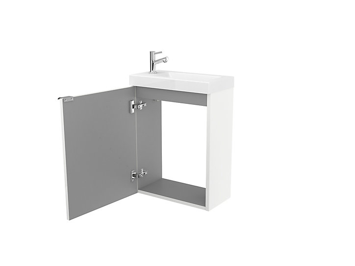 Meuble lave mains à suspendre GoodHome Imandra blanc L.44 x H.55 cm + plan vasque Beni