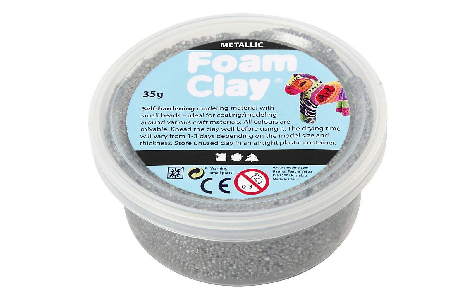 Modelliermasse Foam Clay Metallic 35 g SilberSelbsthärtende Modelliermasse mit winzigen Styroporkügelchen
