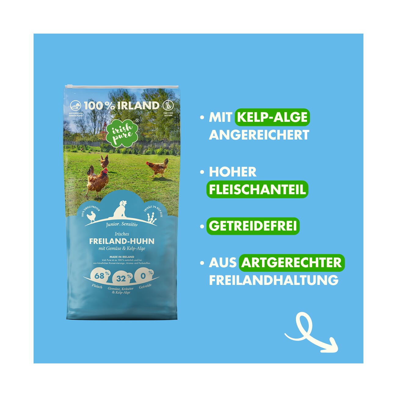 Irish Pure Junior - Huhn + Gemüse & Kelp 100 g