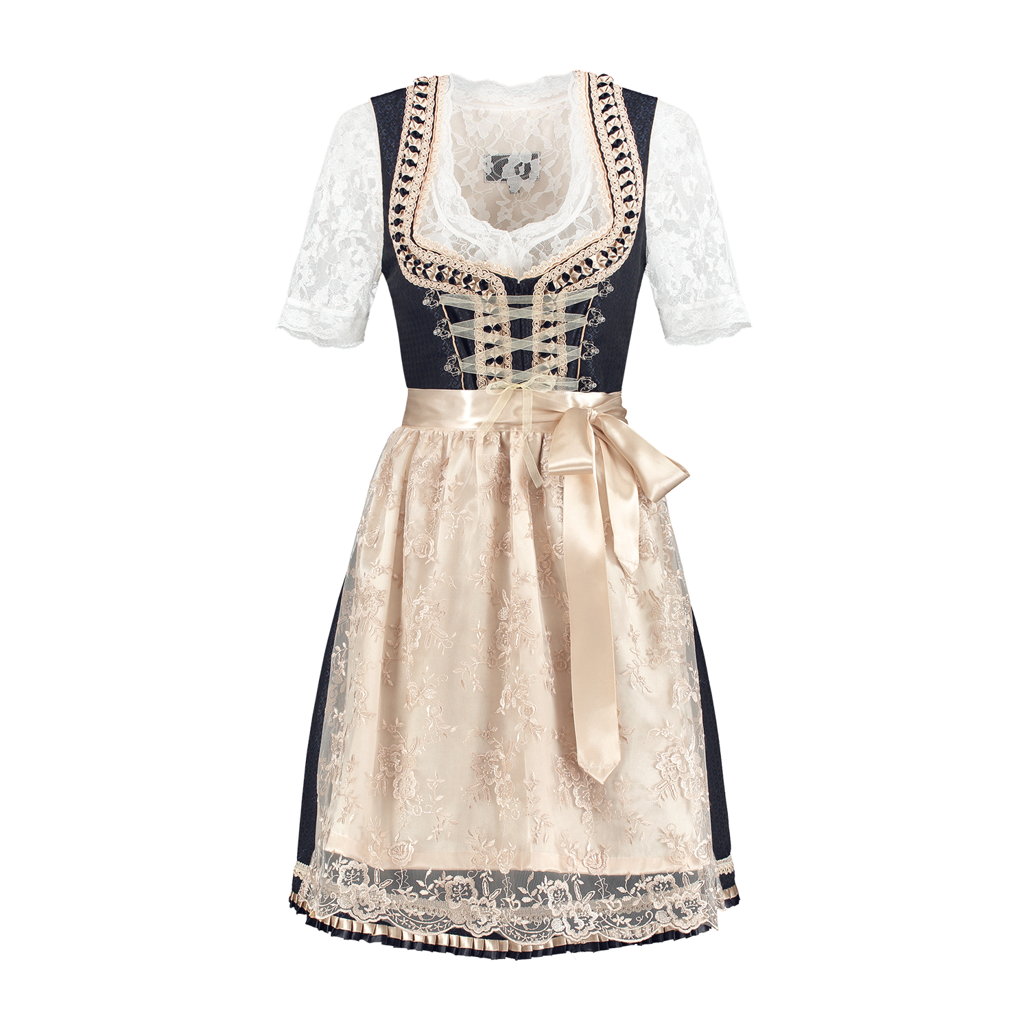 Wit Blauwe Dirndl Jurk Oktoberfest Dames 2 Delig