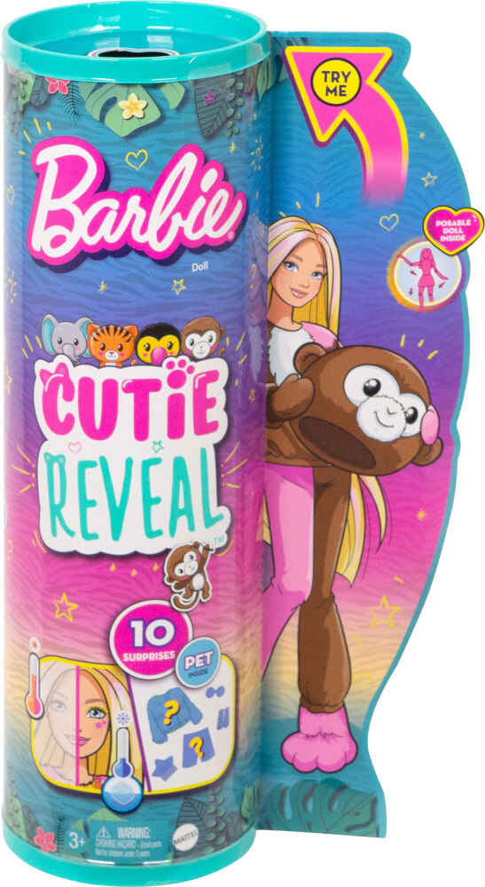 Mattel HKR01 Cutie Reveal Barbie Jungle Series - Monkey