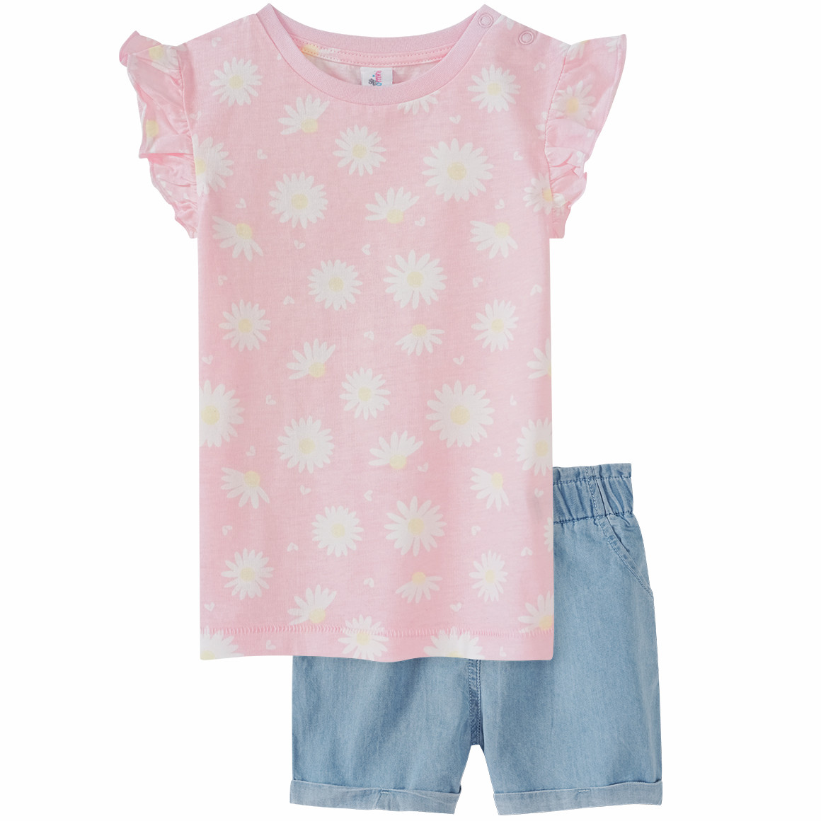 Topomini Baby Top und Jeansshorts im Set rosa / hellblau