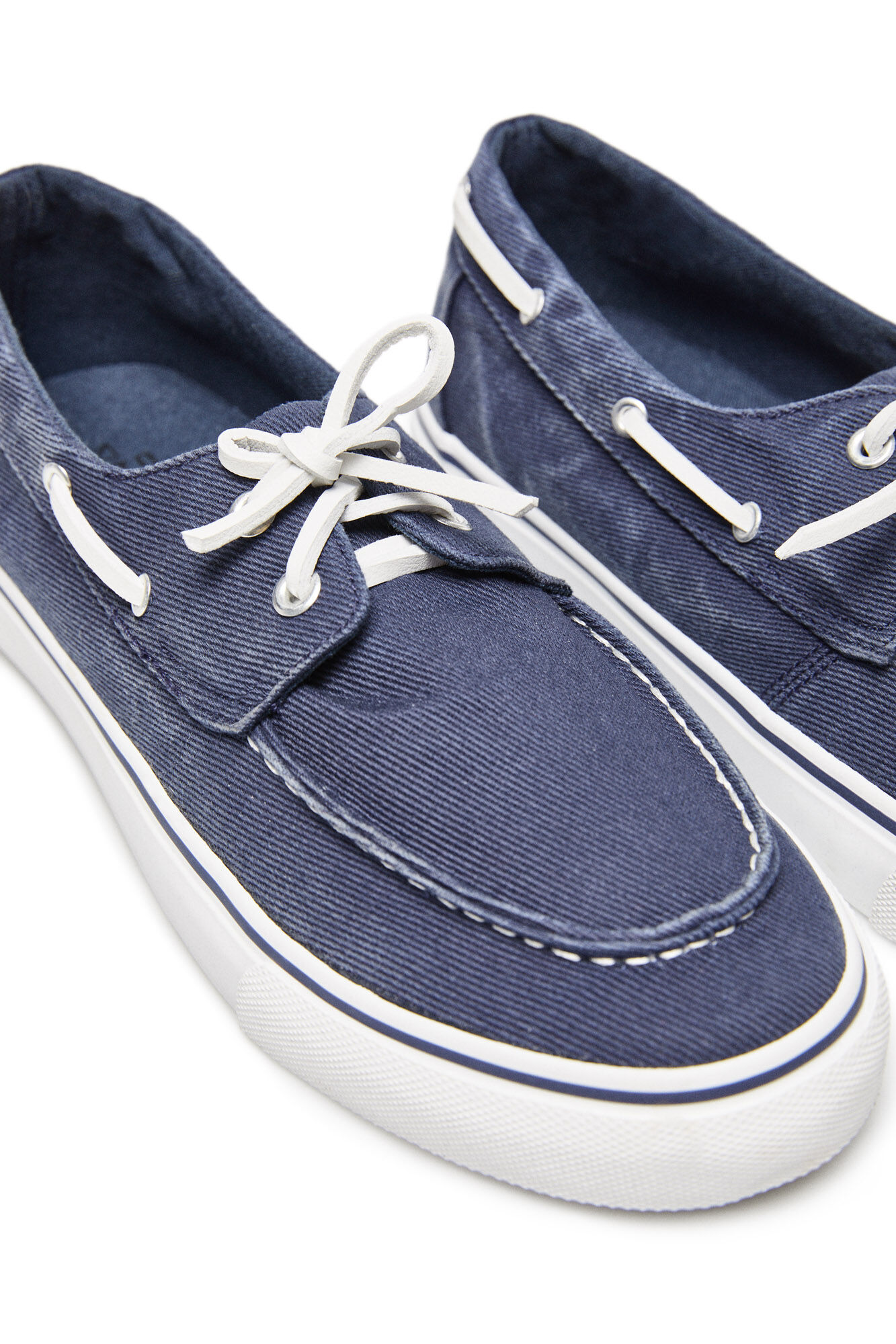 Zapato náutico algodón lavado - Azul marinho