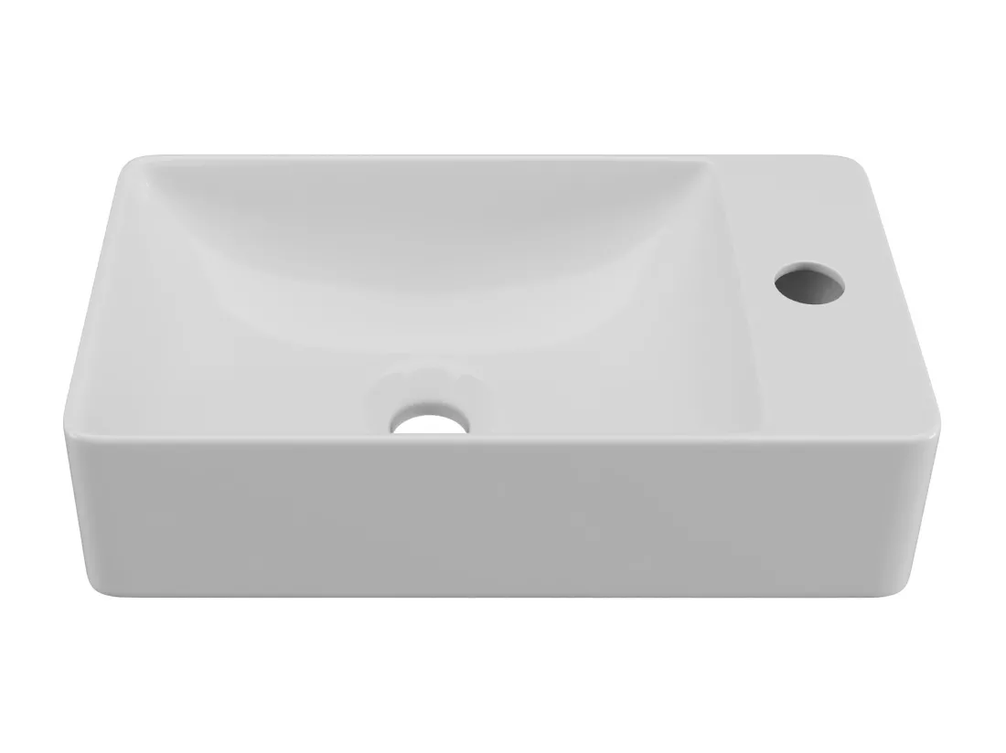 Lave-main suspendu en céramique blanche - L38 x H10 x P22 cm - ERAVAL II