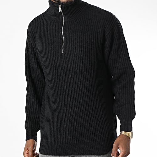 Pull Col Zippé Noir
