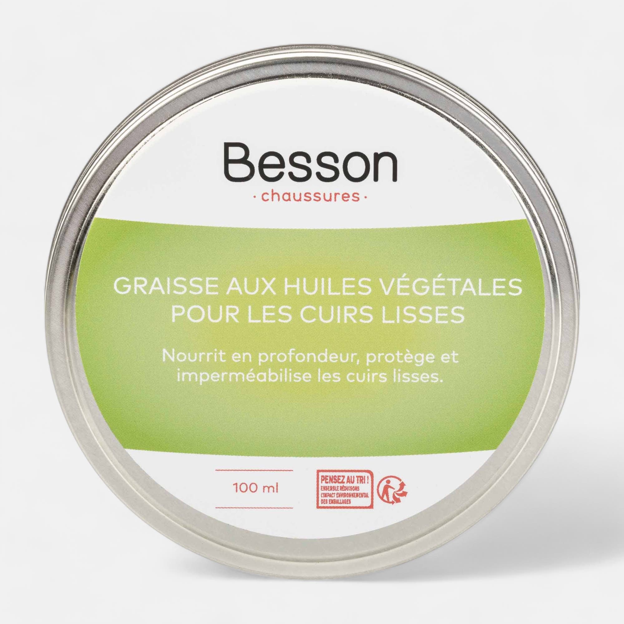 Graisse aux huiles végétales pour cuirs lisses sans coloris