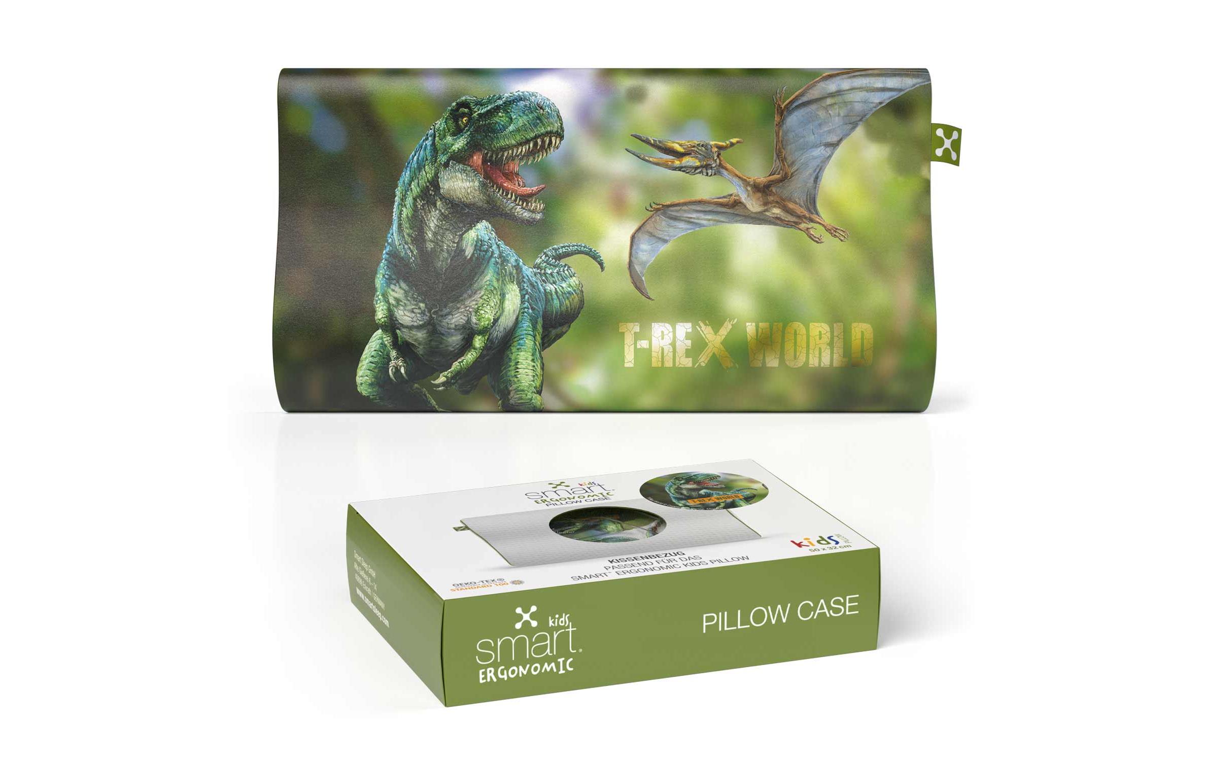 Kinder Kopfkissenbezug Ergonomic T-Rex-World 50 x 32 cmKissenhülle mit Dinosaurier-Motiv