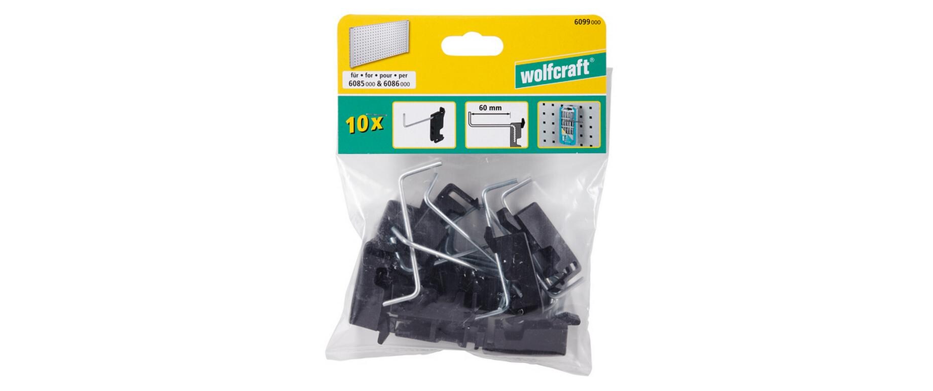 Halterung 60 mm, 10 StückLochwand-Einzelhaken