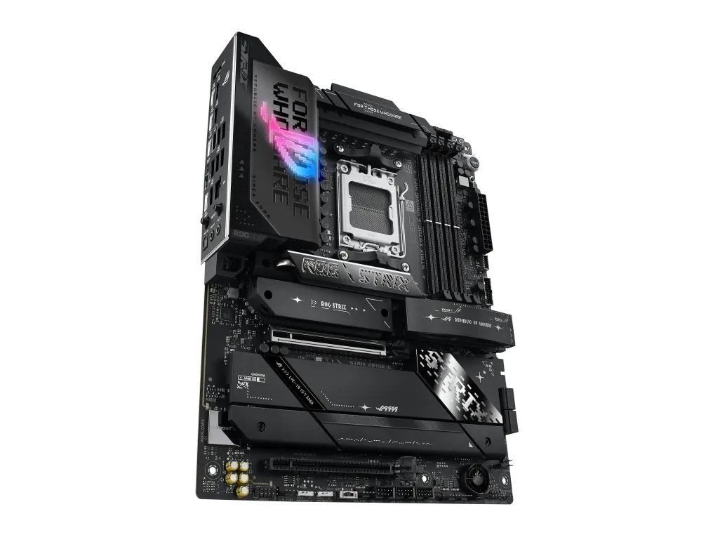 ASUS ROG STRIX X870E-E GAMING WIFI - Bundkort - ATX - Socket AM5 - AMD X870E Chipset - USB4, USB-C 3.2 Gen 2x2, USB-C 3.2 Gen2, USB 3.2 Gen 2, USB 3.2 Gen 1 - Wi-Fi 7, 5 Gigabit Ethernet, Bluetooth - onboard grafik (CPU påkrævet) - HD Audio (8-kanale