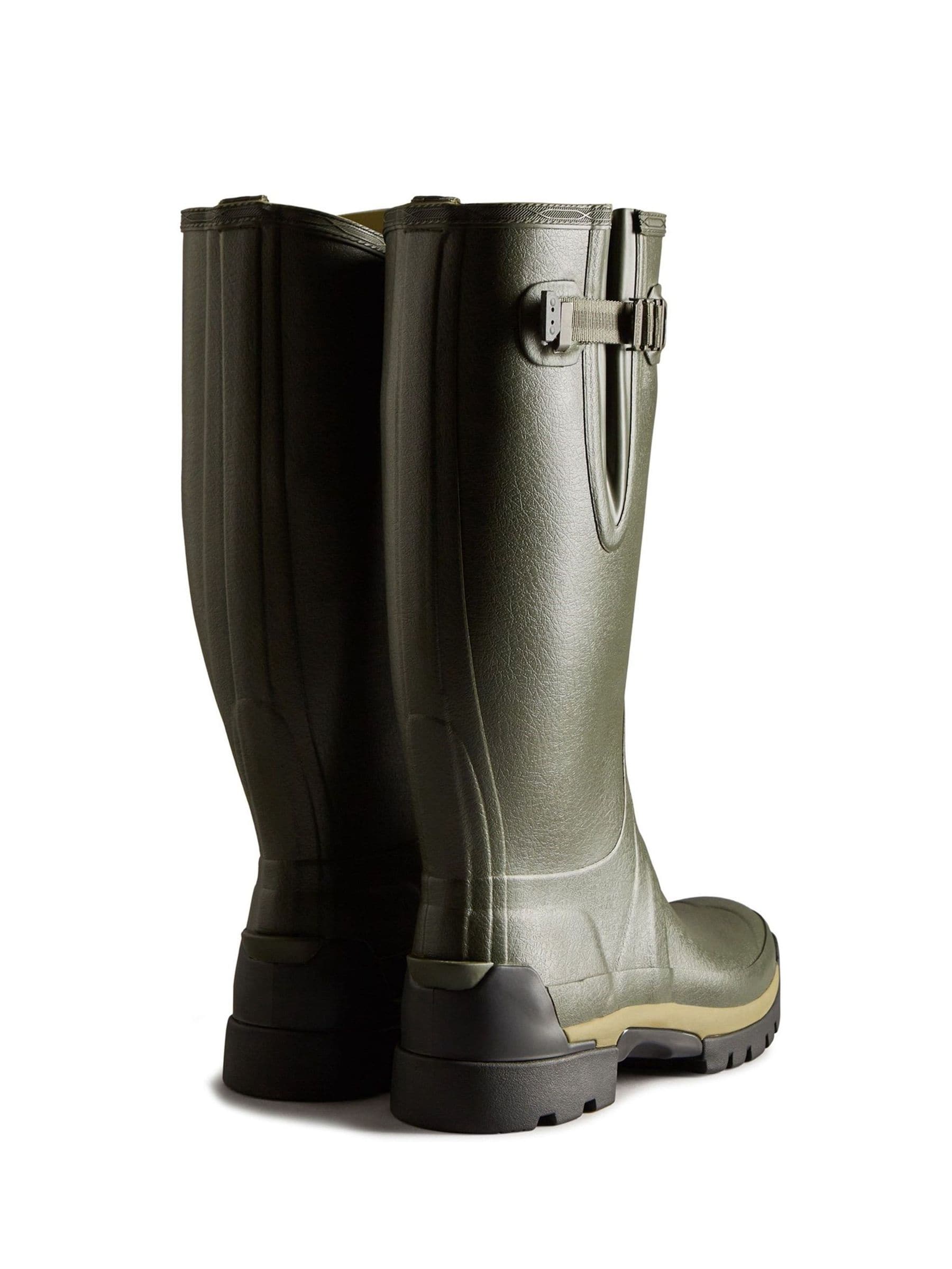 Hunter Mens Green Balmoral Tall Side Adjustable Neoprene Lined Techsole Wellies