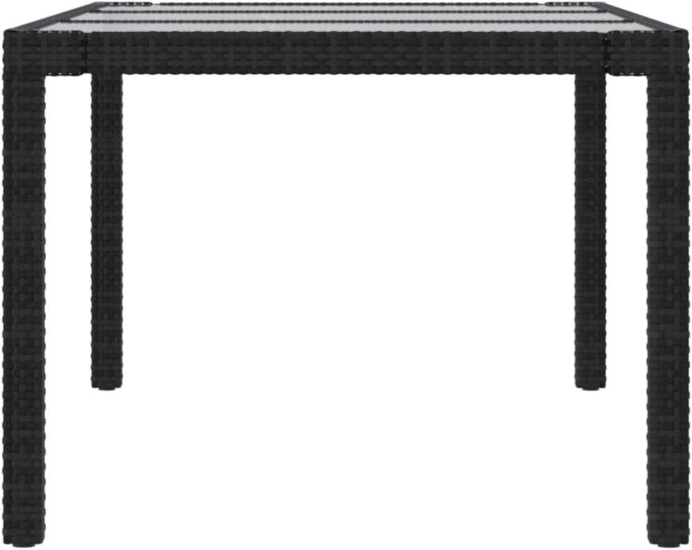 vidaXL Gartentisch Esstisch Terrassentisch Gartenmöbel Balkontisch Outdoor Tisch Außentisch Schwarz 190x90x75cm Gehärtetes Glas Poly Rattan