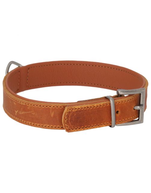 Adori Halsband Vetleder Gevoerd Cognac&Cognac - Hondenhalsband