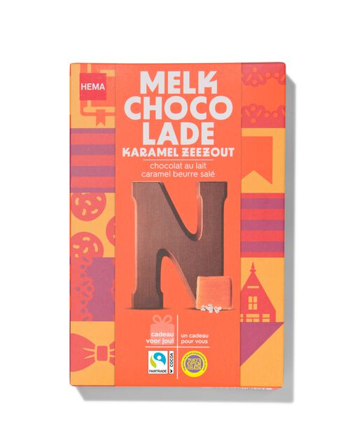 lettre N en chocolat au lait caramel beurre salé 135g