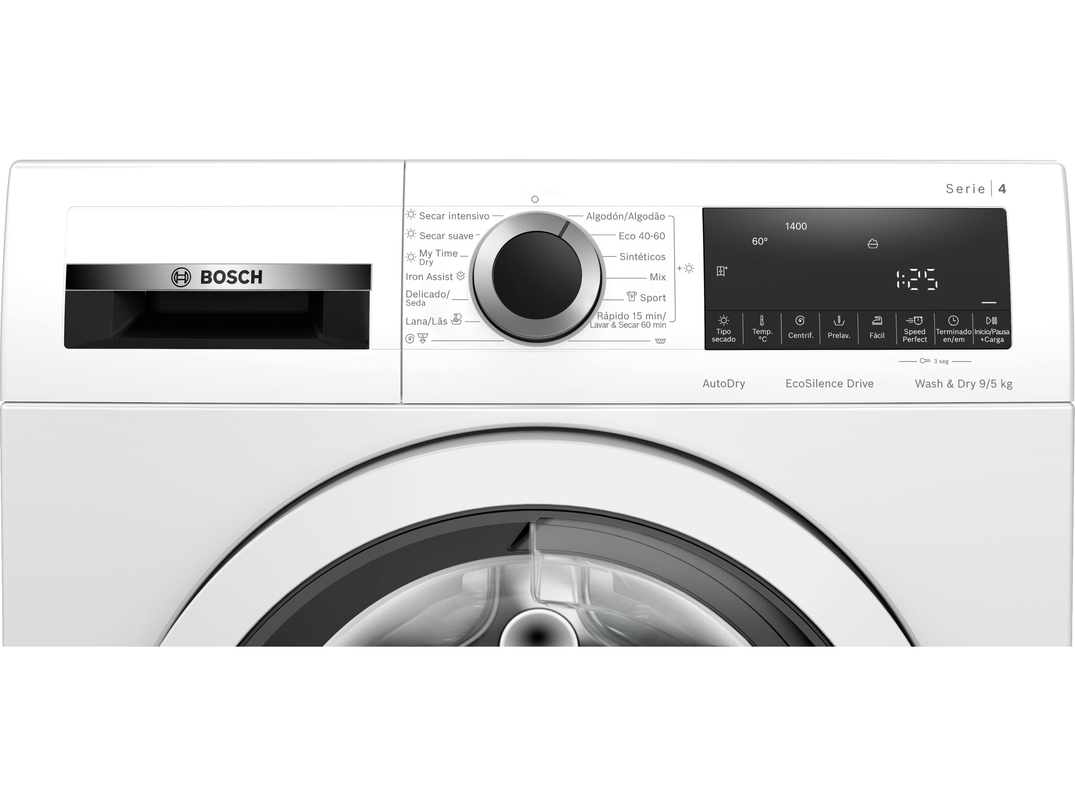 MÁQUINA DE LAVAR E SECAR ROUPA BOSCH WNA13401ES LAVA 9 KG E SECA 5 KG