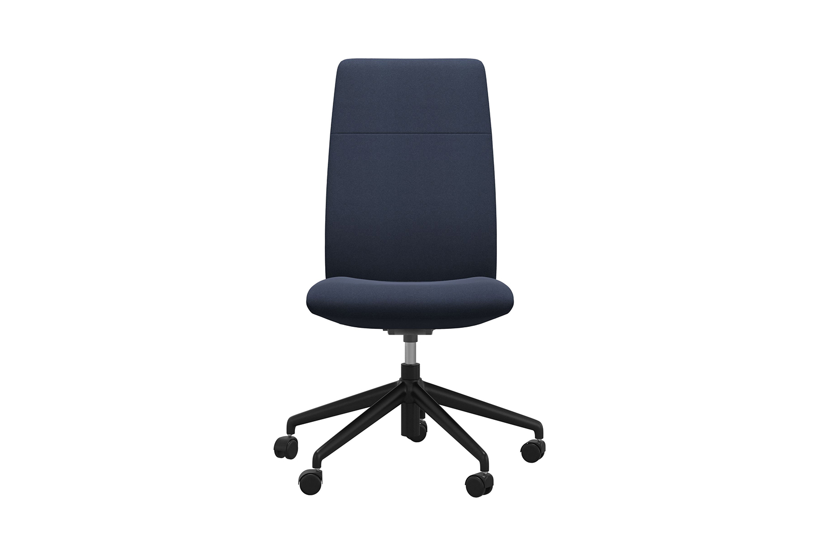 Chilli kontorstol Høy stol i tekstil Calido Dark Blue uten arm og med matt sort understell