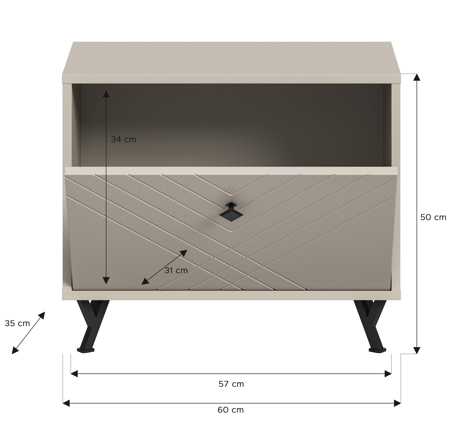 Sitzbank NOTES Sandbeige 60x50 cm