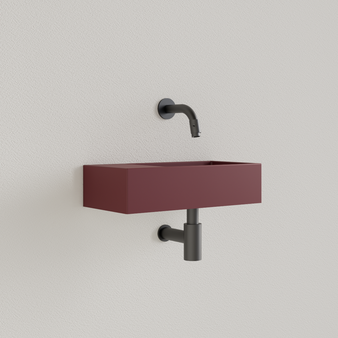 Sanigoods Nano fontein links wijn rood zonder kraangat 36x18cm