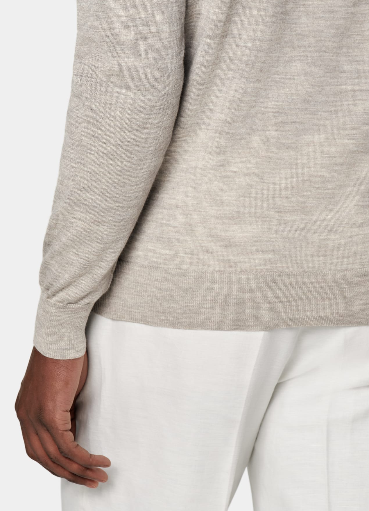 Pull col rond Merino taupe