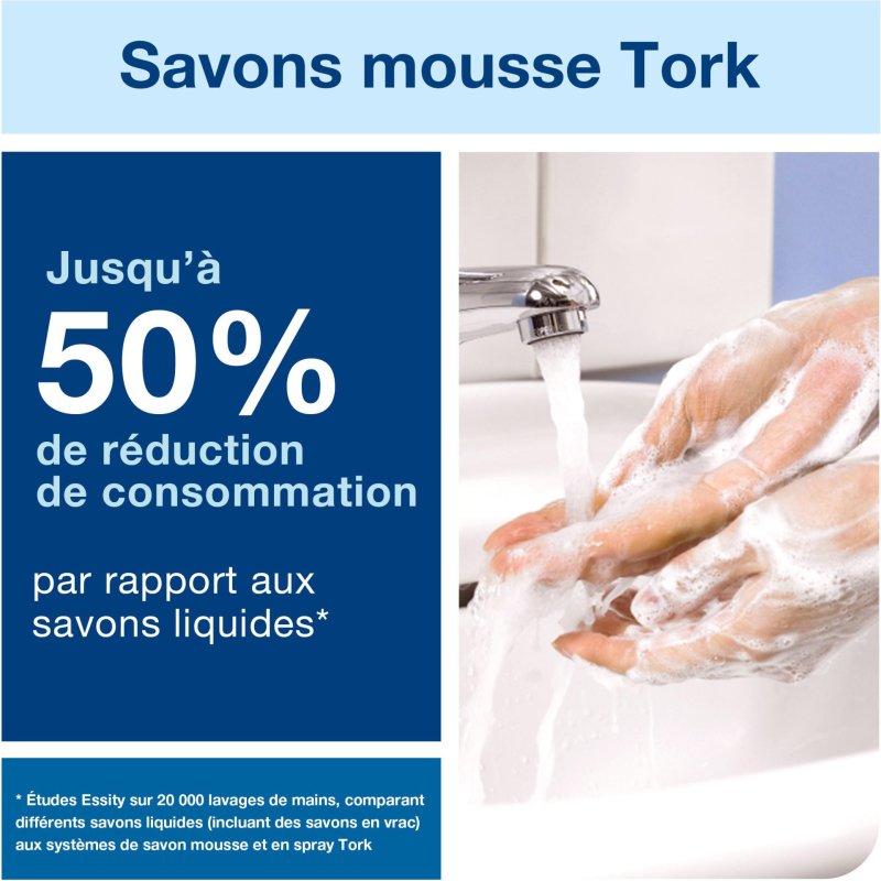 Savon mousse Tork Premium doux, pour distributeurs S4 - Cartouche de 1 L