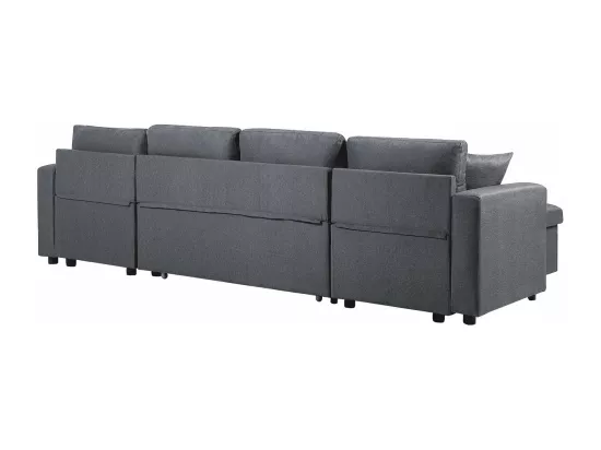 Canapé d'angle panoramique convertible en tissu 