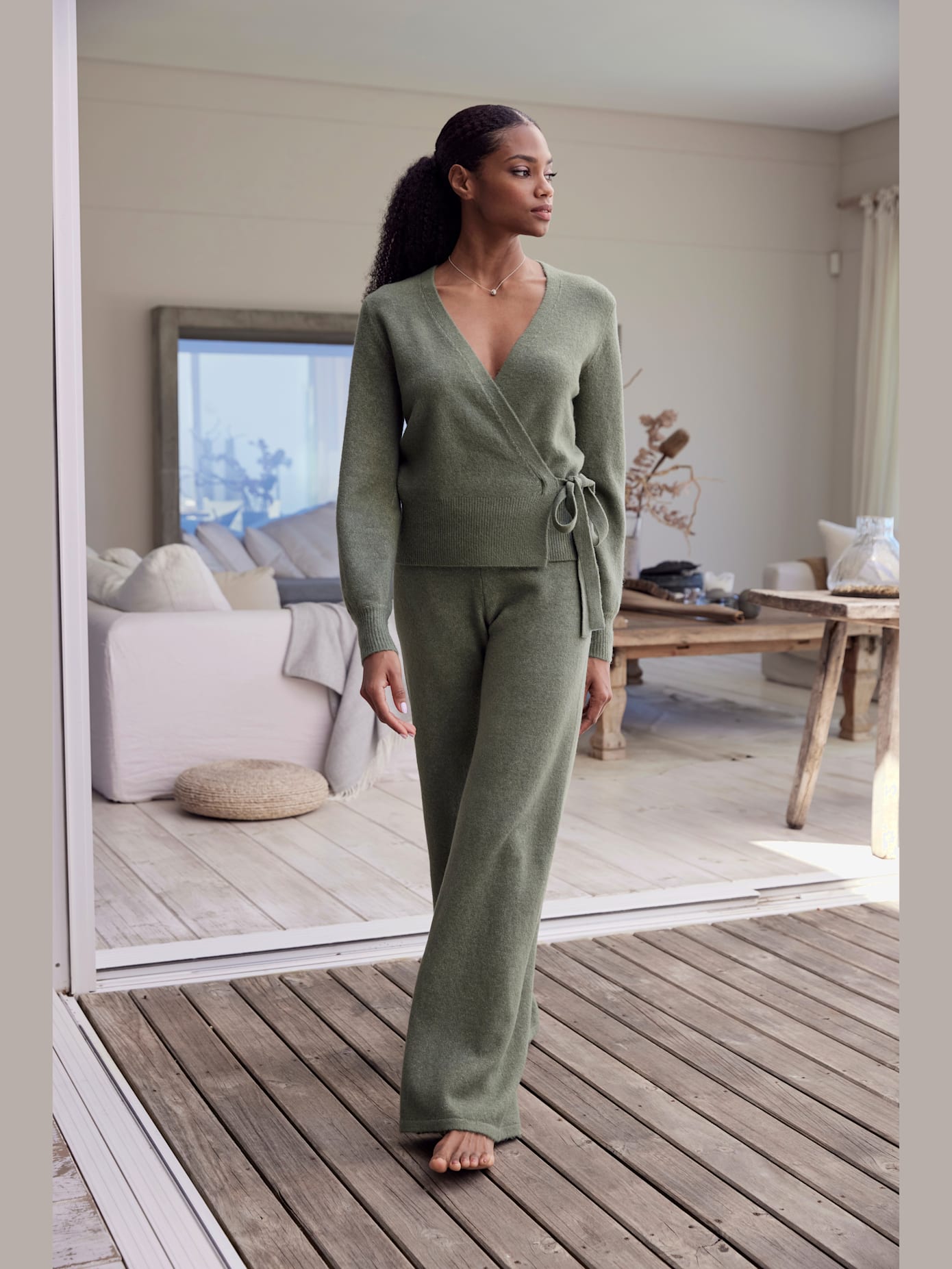 Veste cache-cœur en tricot veste en tricot douce à nouer