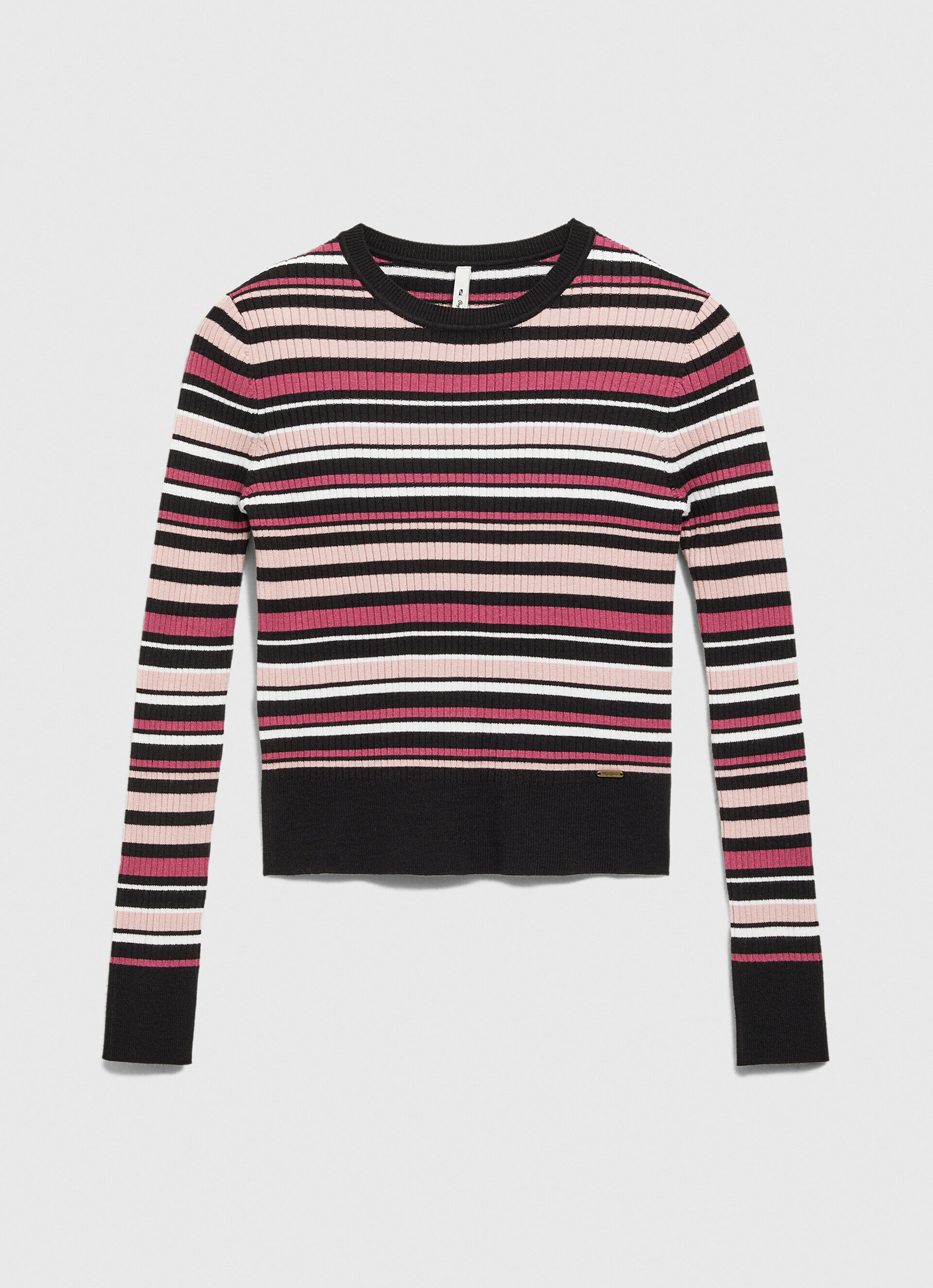 CAMISA LISTRADA DE GOLA REDONDA - multicolorida