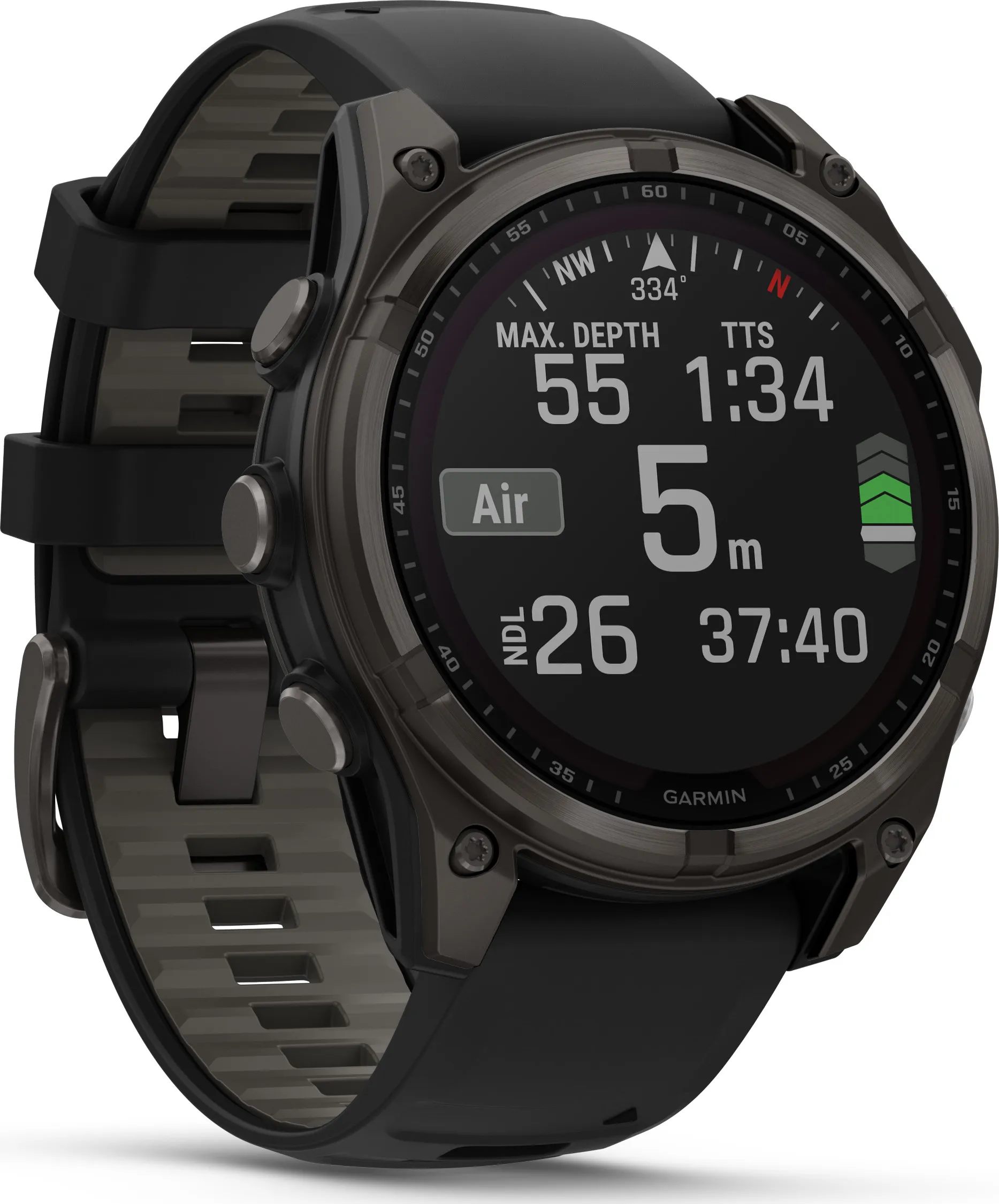Garmin Fenix 8 Solar 47mm, Sapphire Solar Carbon Gray DLC Titanium - Black/Pebble Grey Silicone Strap