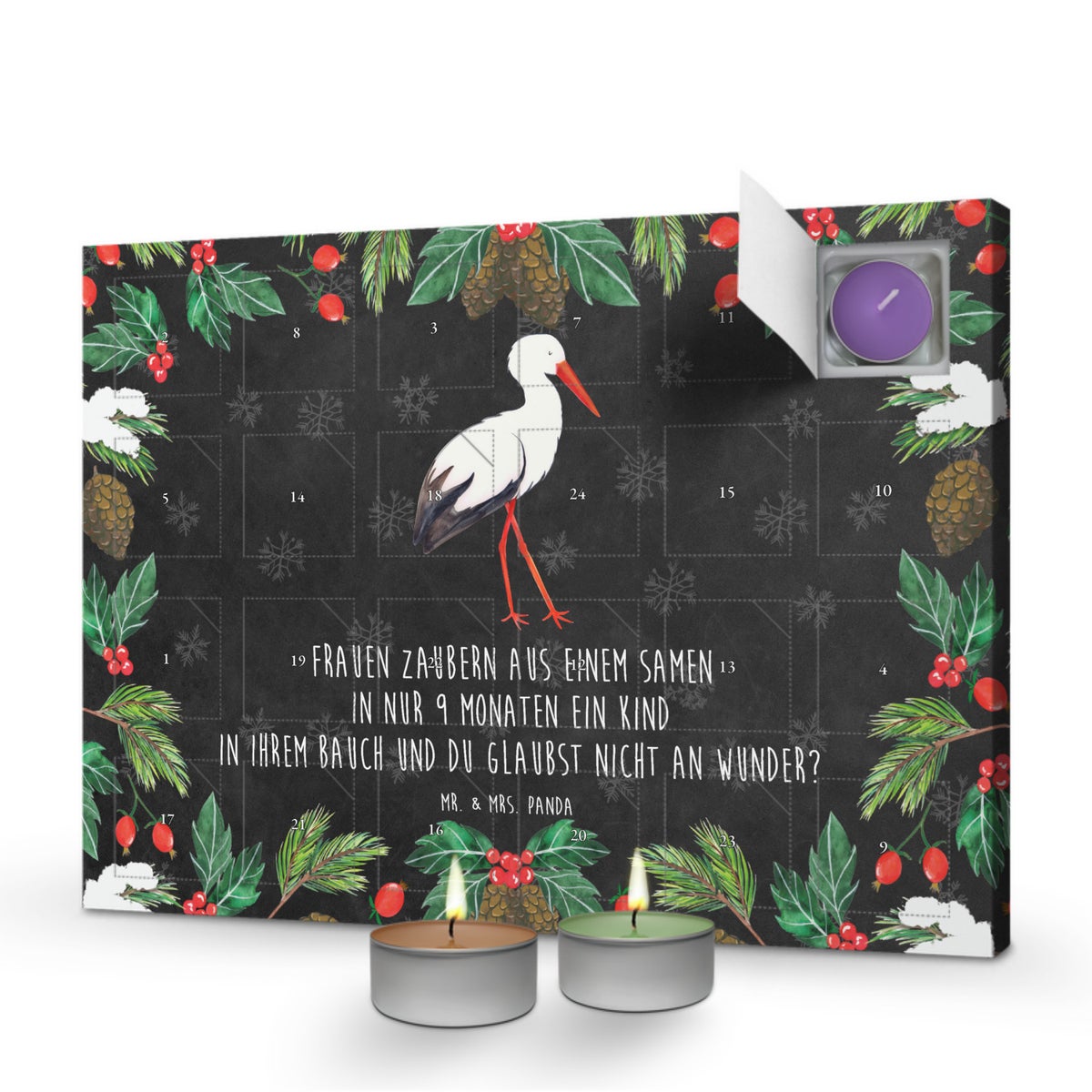 Mr. & Mrs. Panda Geurkaars Adventskalender Ooievaar - Zwart