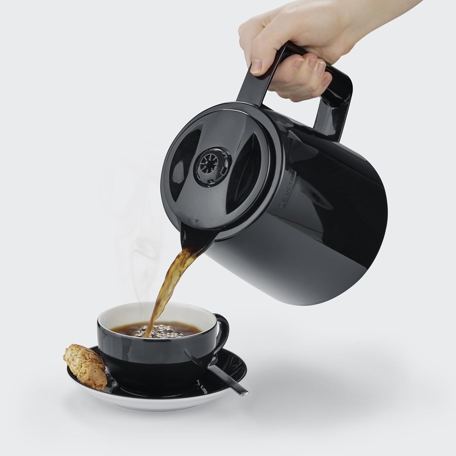 Severin Duo-Filterkaffeemaschine mit Thermokanne, Kaffeemaschine für bis zu 16 Tassen, ansprechende Filtermaschine mit 2 Isolierkannen, schwarz, KA 9315